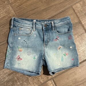 GAP Kids Embroidered Denim Shorts - Blue
